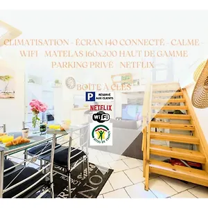  Appartement Beau Duplex 54m2, Calme, 2 Chambres, Netflix Et Wifi, Tv 140cms, Parking, Hypercentre A 400m, Arrivee Tardive Possible Avec Boite A Cles France